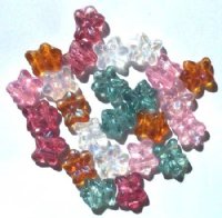 25 12x14mm Two Hole Glass Flower Bead Mix